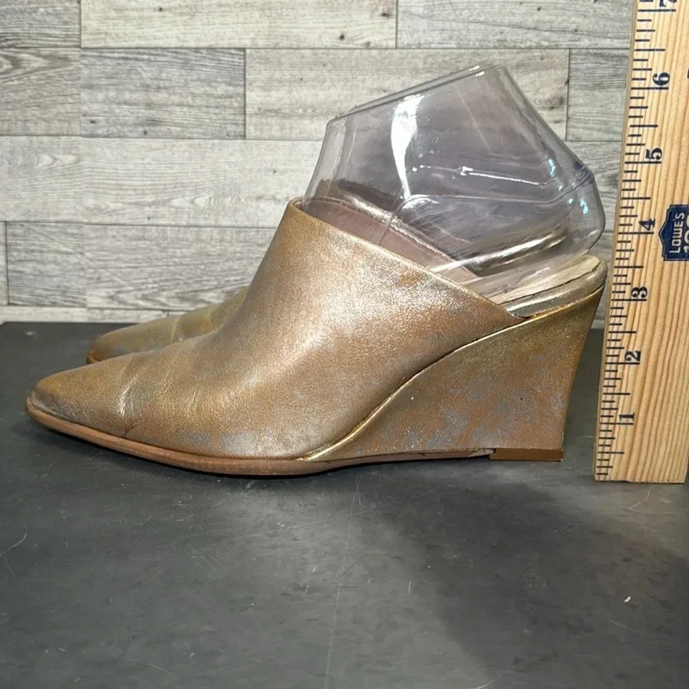 Free People FP Gold Metallic Wedge Galactica Mule Size 37 (US 6.5)